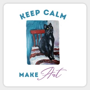 Keep calm make art cool black cat t shirt hoodie mug magnet sticker wall art Sticker